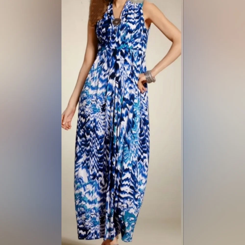 Chico's Blue and White Patterned Dress - Picture 1 of 15